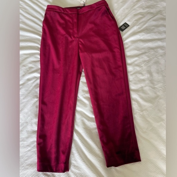 Express Burgandy The Editor Velvet Pants - Picture 1 of 12